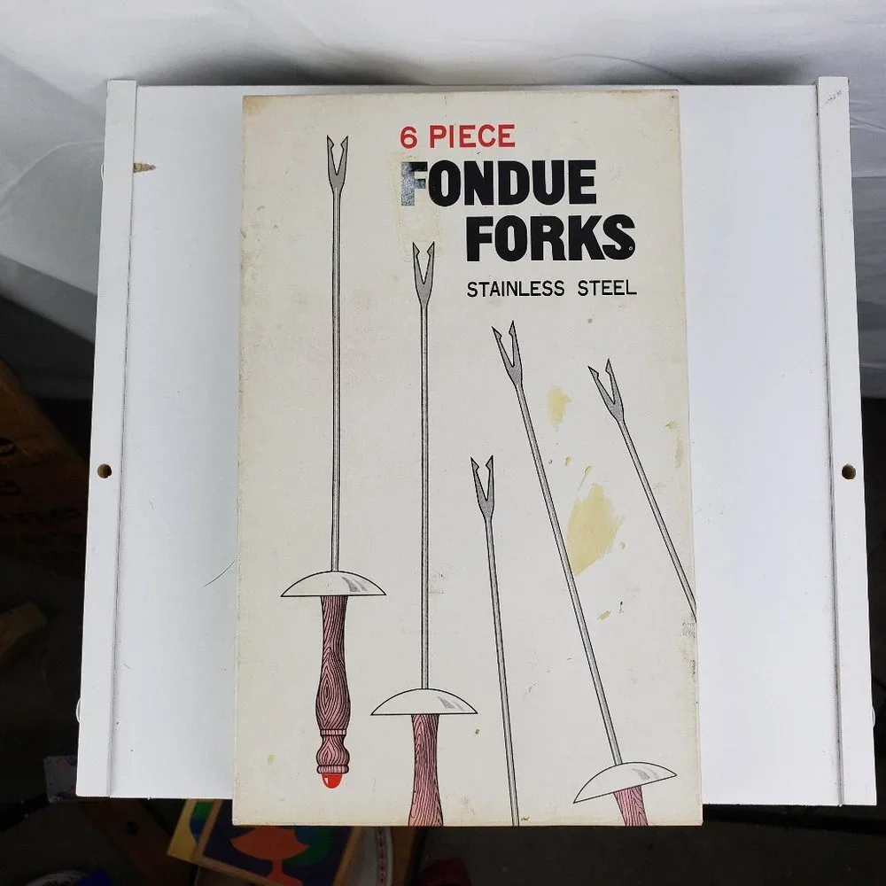 Vtg 5 Piece Fondue Forks Set Stainless